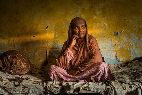 Zamurrad Bibi, 55, before her cataract operation, pictured at her home in Awan town, Rawalpindi District, Punjab, Pakistan.